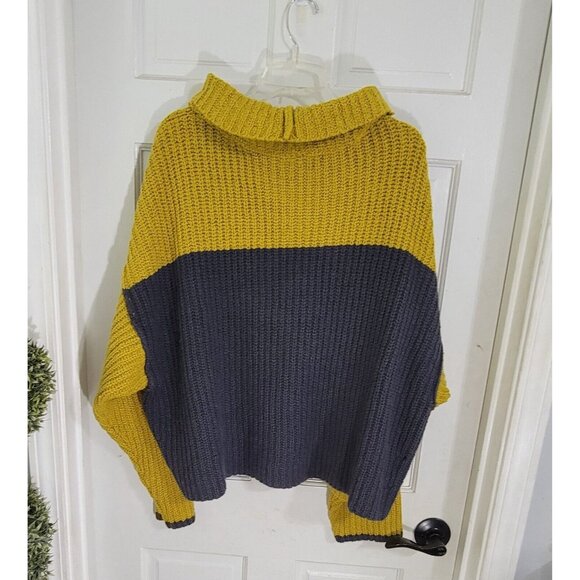 Free People Womens Yellow Pullover Cowl Neck Sweater Long Sleeve Size Large - Picture 6 of 12